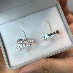 ALIANÇA 4MM 1547 + SOLITÁRIO 001 1543 (CONJUNTO) | PRATA 950 [ENVIO FULL]