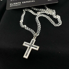 CORRENTE GRUMET 5MM + PINGENTE CRUCIFIXO (COR PRETA) | PRATA 925 na internet
