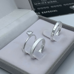 aliança 3mm (fosca e lisa com chanfro) | PRATA 950