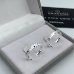 Aliança 3mm fosca e lisa (pedra azul) | prata 950 - comprar online