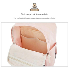 Mochila Himawari Escolar 1088m Caqui Celeste y Rosa 05#