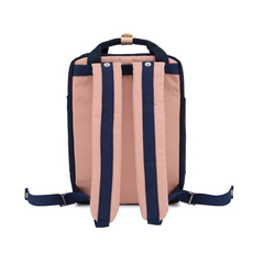 Mochila Himawari Urbana Retro Calidad Azul y Rosa correa beige en internet