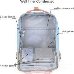 Mochila Himawari Urbana Retro Calidad Celeste y Rosa 01# - tienda online
