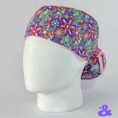 Gorro Tela Antifluido Flores Hippie