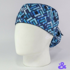 Gorro Tela Antifluido Geométrico Textura Azul