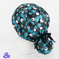 Gorro Tela Antifluido Geométricos Azules Mujer - comprar online