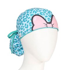 Gorro Quirúrgico Antifluido Leopardo Azul Moño