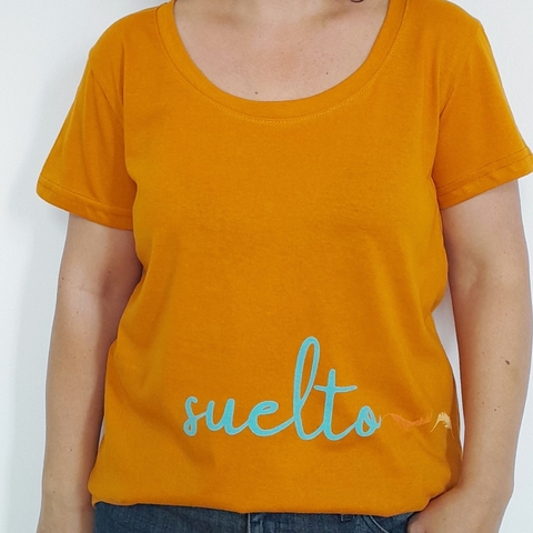 Remera Suelto Escote Redondo Naranja