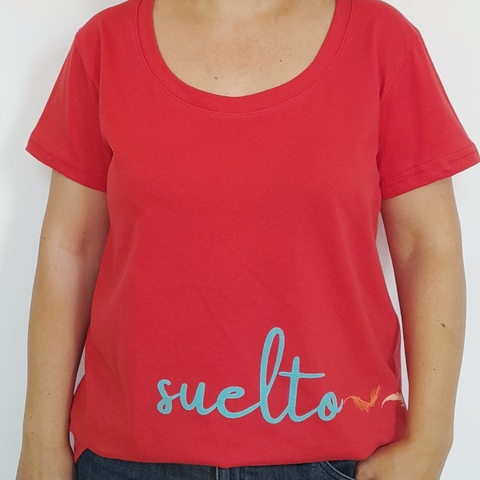 Remera Suelto Escote Redondo Rojo