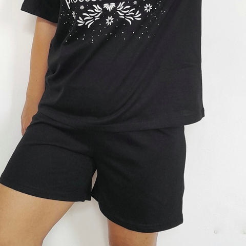 Short Pijama con Bolsillo Negro