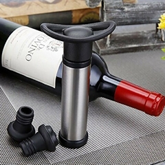 Bomba Vacio Saca Aire Botella Vino Acero Inoxidable + 2 Tapones Acero - comprar online