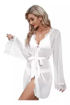 Babydoll Camisolin Encaje Mujer Transluce Tanga Portaligas - comprar online