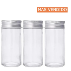 Set X3 Frascos Repuestos Vidrio Acero Especieros Giratorio