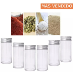 Set X6 Frascos Repuestos Vidrio Acero Especieros Giratorio
