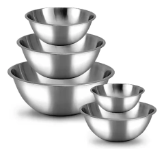 Set X5 Contenedor Bowls Batidor Acero + Tapa Hermetica Silicona - comprar online