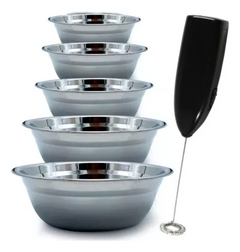 Set Reposteria Bowl Acero Inoxidable X5 + Batidor Electrico
