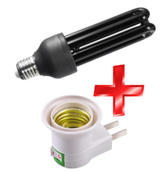 Luz Negra 20w + Portalampara Adaptador Enchufe
