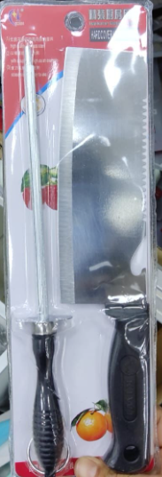 Set Cuchillo Hachuela Hacha Cocina Acero + Chaira Afilador - comprar online