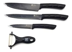 Set Caja 3 Cuchillos + 1 Pela Papa Marmolado Hogar Regalo - comprar online