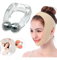 Set Faja Mentonera + Clip Nasal Magnetico Bruxismo Ronquidos - comprar online