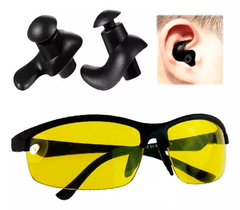 Lentes Vision Hd + Tapones Silicona Cancelación Ruido Tiro