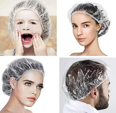 100 gorros de ducha desechables, de plástico transparente