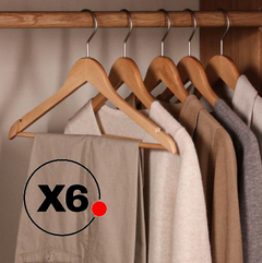 PERCHA PREMIUM DE MADERA PACK X6 - comprar online