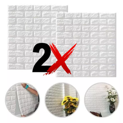 PLACA 3D AUTOADHESIVA LADRILLO LAVABLE ANTIHUMEDAD 70X70 CM X2 - comprar online