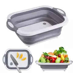 Escurridor Plegable Silicona Bacha Cocina Vegetales C/tapon
