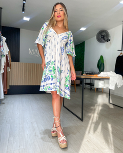 VESTIDO MANUELA - AZUL/VERDE - Mabela Store - Roupas Femininas 