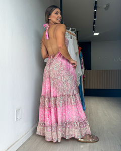 Vestido feminino longo indiano estampado