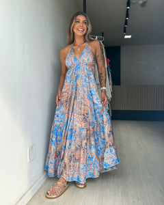 Vestido feminino longo indiano estampado