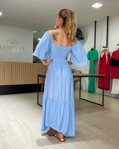 VESTIDO MAGDA LISO - AZUL - Mabela Store - Roupas Femininas 