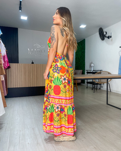 Vestido feminino estampado modelo frente única