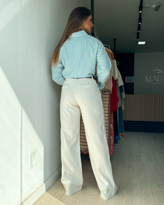 Calça feminina em linho de cintura alta