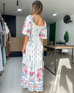 VESTIDO CECILIA - AZUL/VERMELHO - loja online