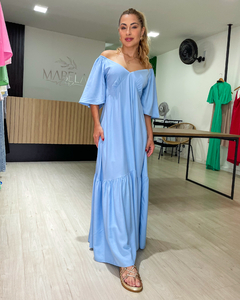 VESTIDO MAGDA LISO - AZUL na internet