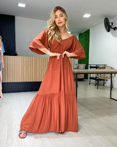 VESTIDO MAGDA LISO - CARAMELO - loja online