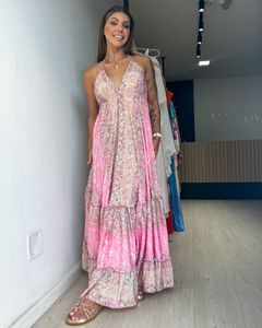 Vestido feminino longo indiano estampado