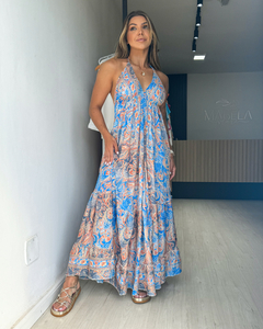 Vestido feminino longo indiano estampado