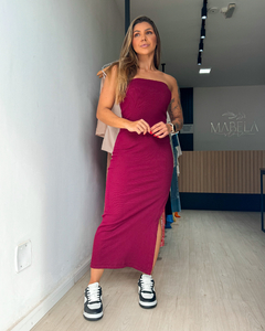 Vestido feminino tomara que caia tecido liso canelado 