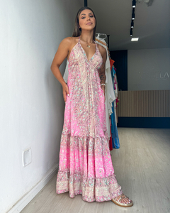 Vestido feminino longo indiano estampado