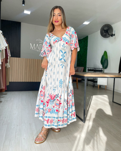 Imagem do VESTIDO CECILIA - AZUL/VERMELHO