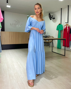 VESTIDO MAGDA LISO - AZUL