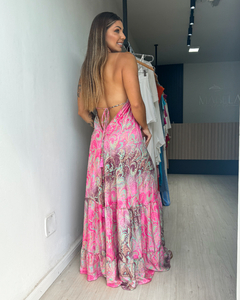 Vestido feminino longo indiano estampado