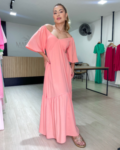 VESTIDO MAGDA LISO - CORAL - comprar online