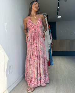 Vestido feminino longo indiano estampado