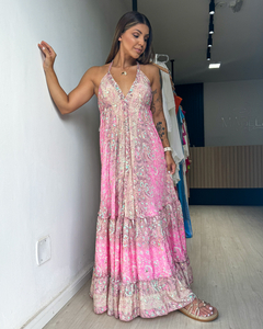 Vestido feminino longo indiano estampado
