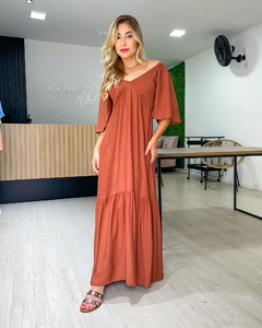 VESTIDO MAGDA LISO - CARAMELO - comprar online