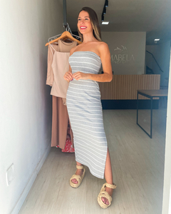 Vestido de comprimento longuete tecido canelado premium